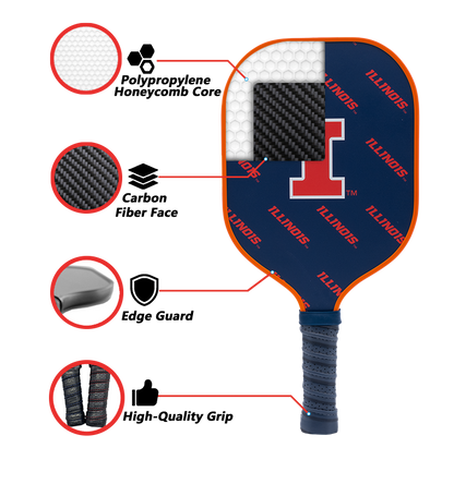 Illinois Fighting Illini standard pickleball paddle additional view