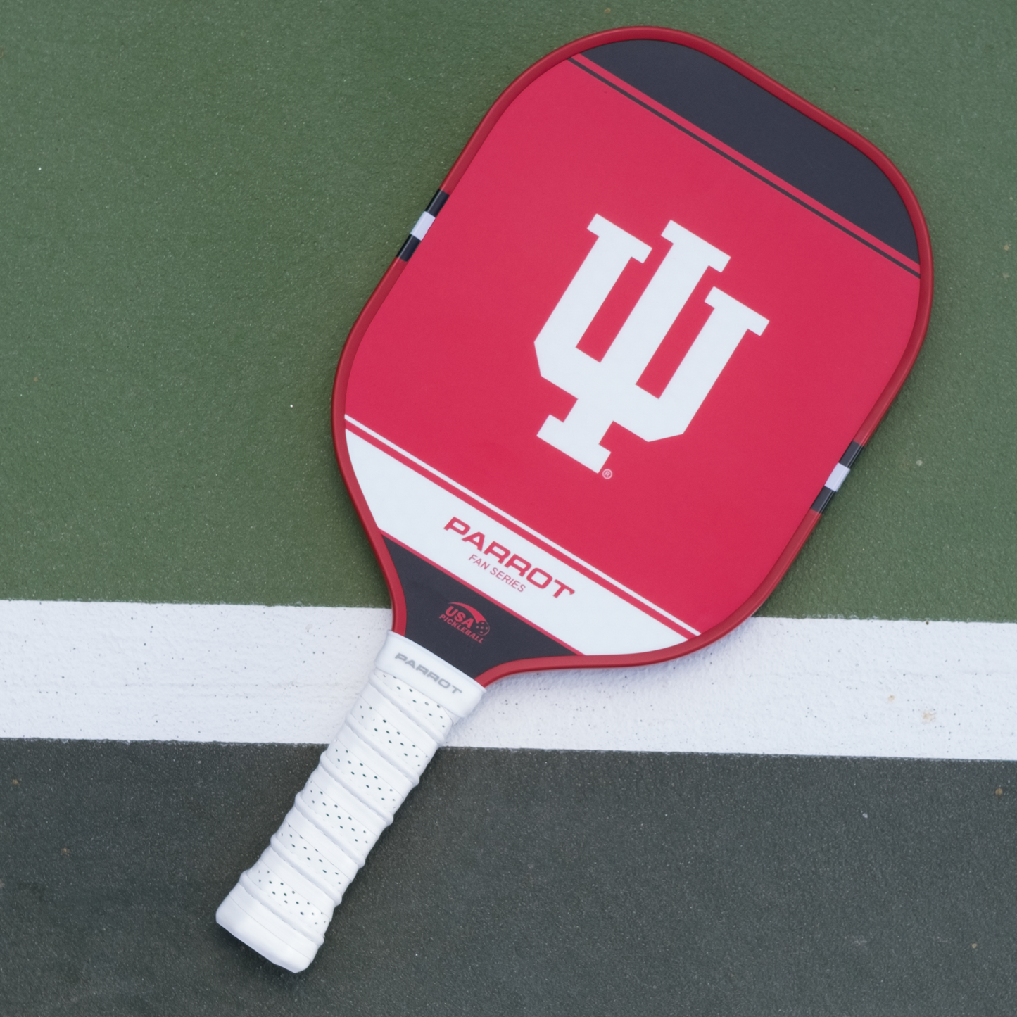 Indiana Hoosiers Sport Plus pickleball paddle back view on the court