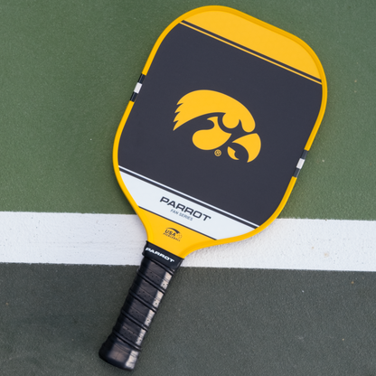 Iowa Hawkeyes Sport Plus pickleball paddle back view on the court