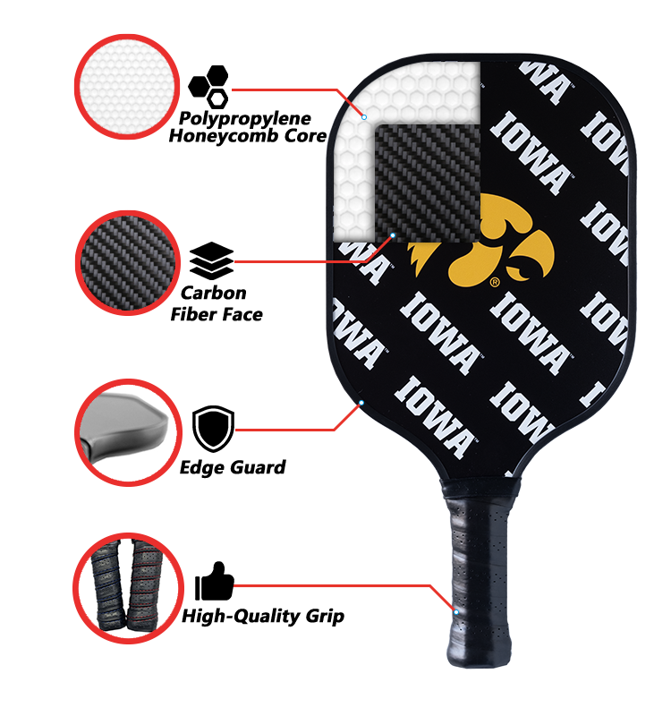 Iowa Hawkeyes standard pickleball paddle additional view