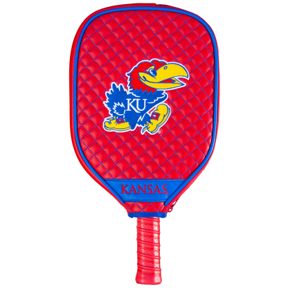 Kansas Jayhawks Red quilted pickleball paddle cover