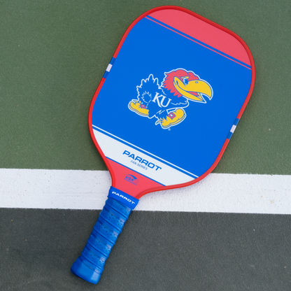 Kansas Jayhawks Sport Plus pickleball paddle back view on the court