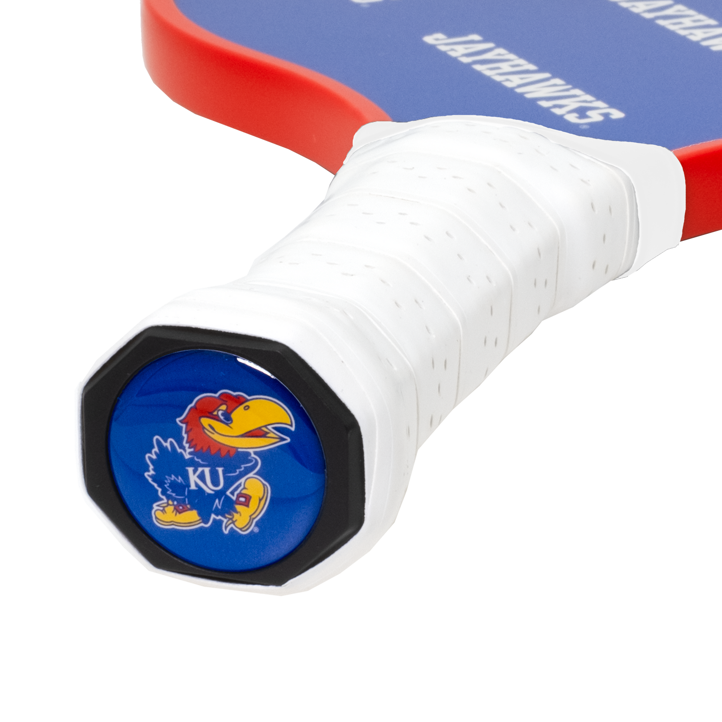 Kansas Jayhawks pickleball paddle handle logo