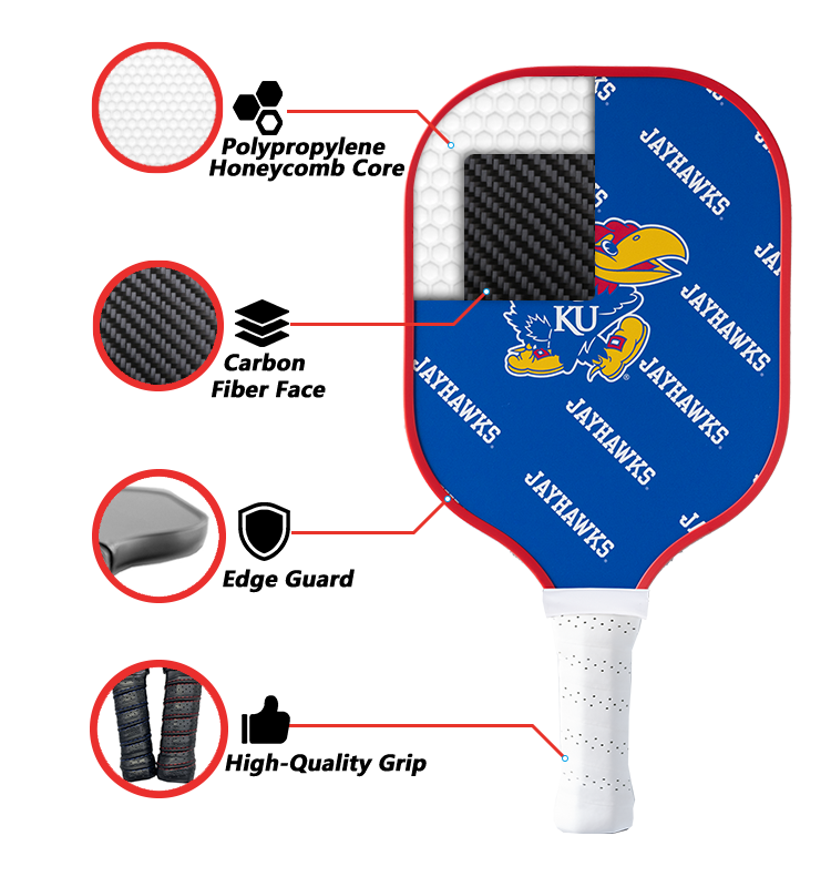 Kansas Jayhawks standard pickleball paddle additional view