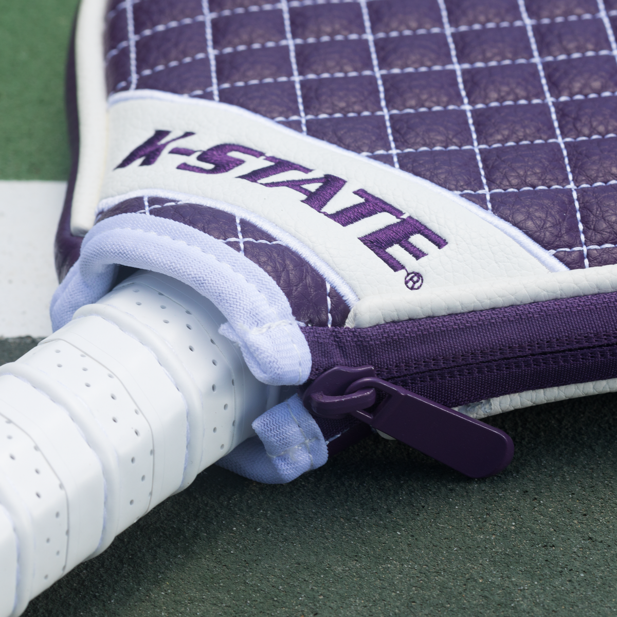 Kansas State Wildcats quilted pickleball paddle cover team name