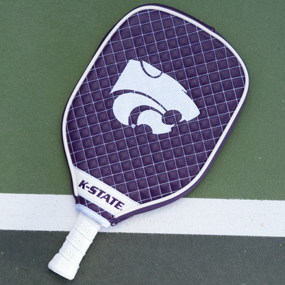 Kansas State Wildcats quilted pickleball paddle cover on court view