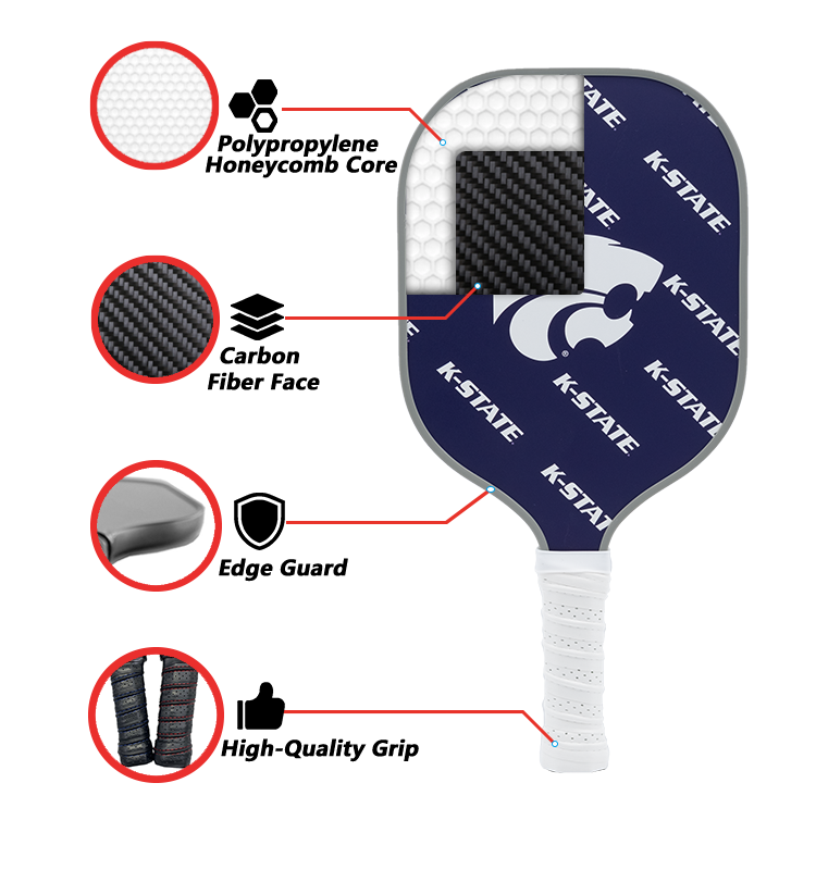 Kansas State Wildcats standard pickleball paddle additional view