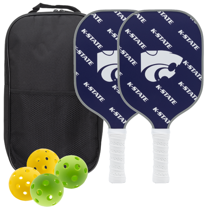 Kansas State Wildcats pickleball paddle set with balls and carry case