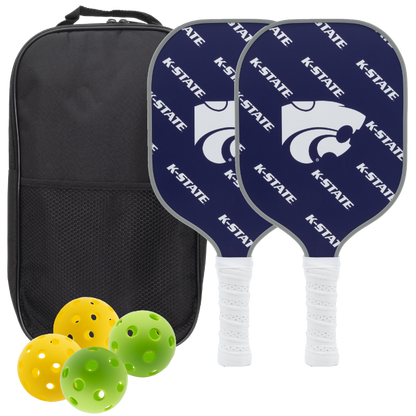 Kansas State Wildcats pickleball paddle set with balls and carry case