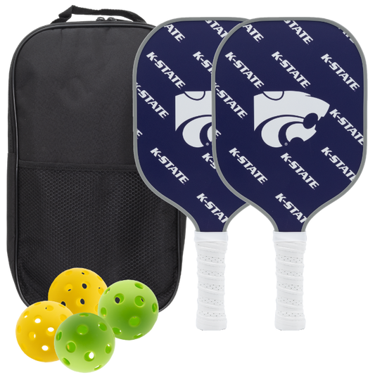 Kansas State Wildcats pickleball paddle set with balls and carry case