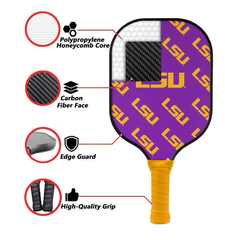 LSU Tigers standard pickleball paddle additional view