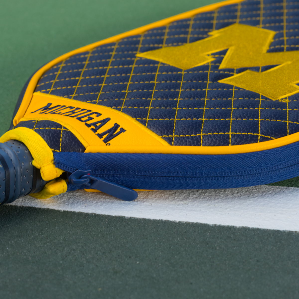 Michigan Wolverines quilted pickleball paddle cover team name