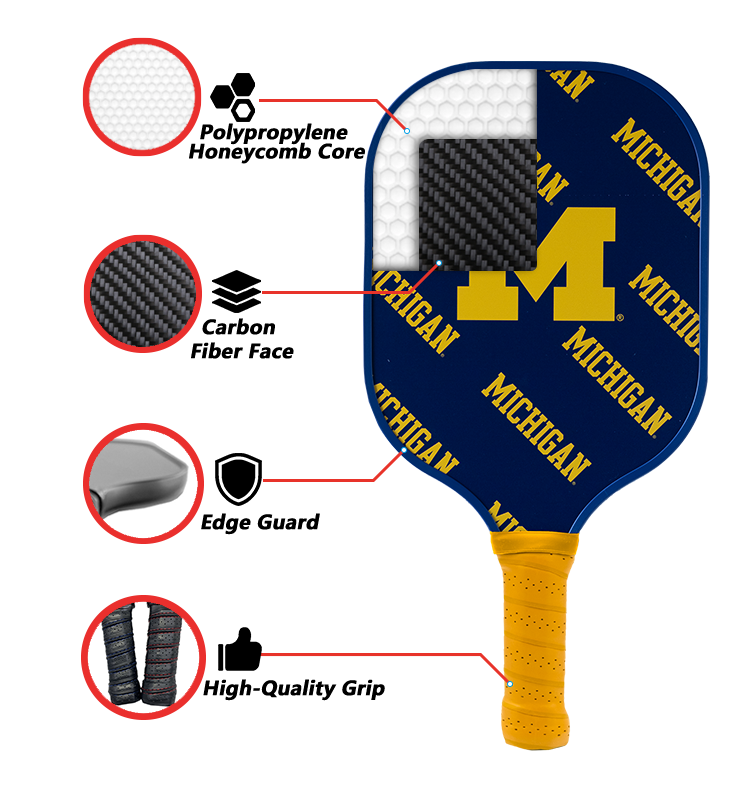 Michigan Wolverines standard pickleball paddle additional view