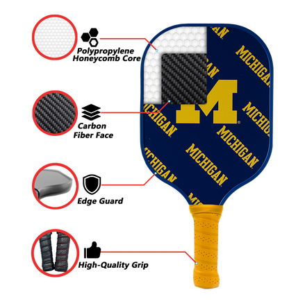 Michigan Wolverines standard pickleball paddle additional view