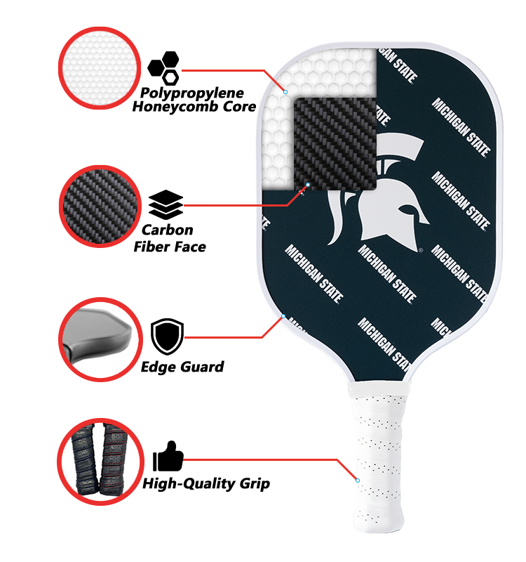 Michigan State Spartans standard pickleball paddle additional view