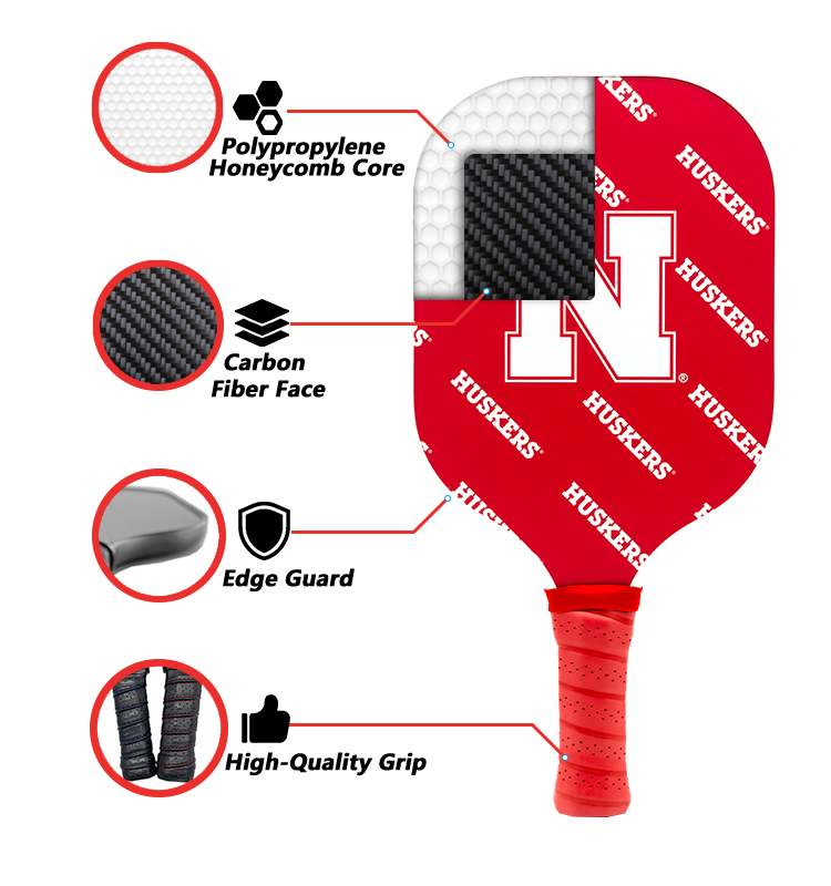 Nebraska Cornhuskers standard pickleball paddle additional view