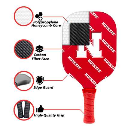 Nebraska Cornhuskers standard pickleball paddle additional view