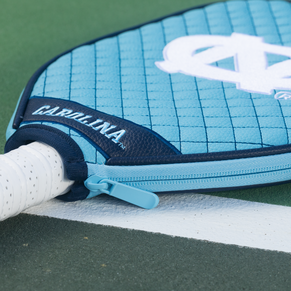 North Carolina Tar Heels quilted pickleball paddle cover team name