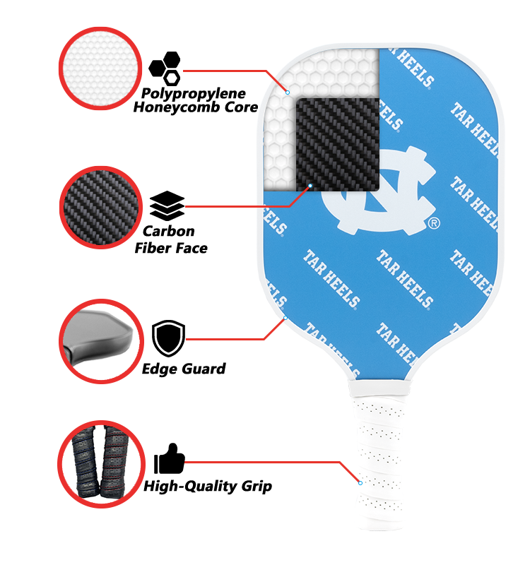 North Carolina Tar Heels standard pickleball paddle additional view