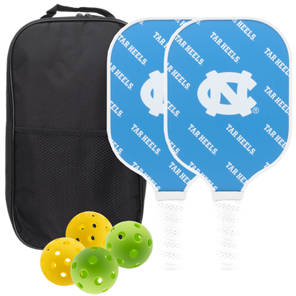 North Carolina Tar Heels pickleball paddle set with balls and carry case