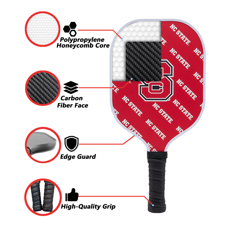 NC State Wolfpack standard pickleball paddle additional view