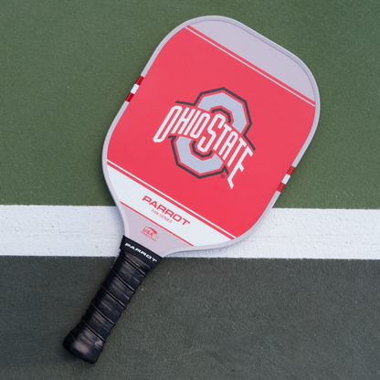 Ohio State Buckeyes Sport Plus pickleball paddle back view on the court