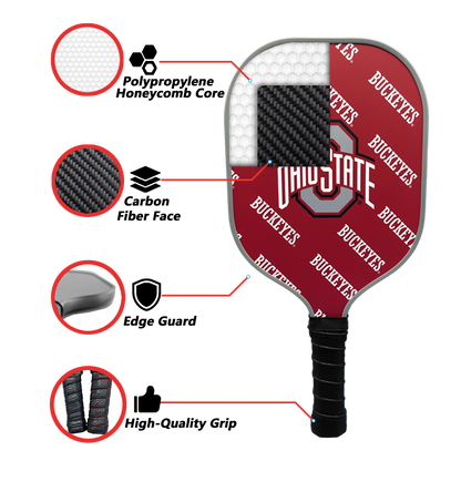 Ohio State Buckeyes standard pickleball paddle additional view