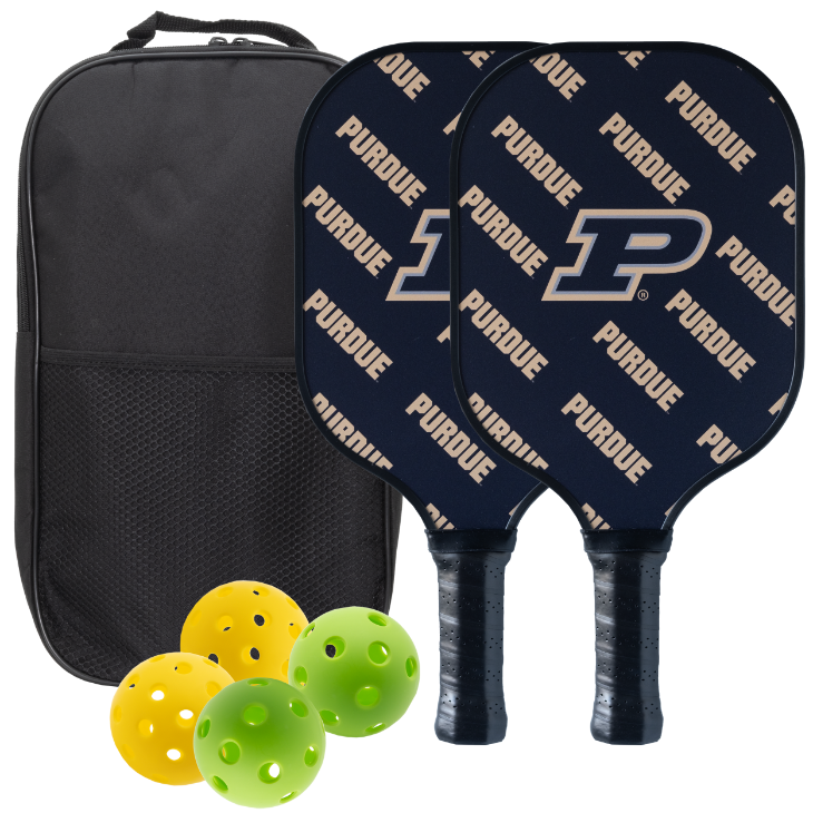 Purdue Boilermakers pickleball paddle set with balls and carry case
