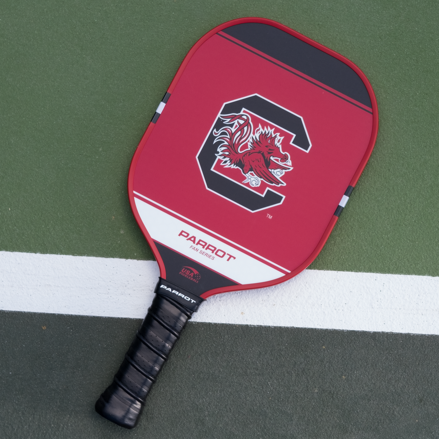 South Carolina Gamecocks Sport Plus pickleball paddle back view on the court