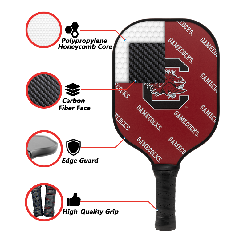South Carolina Gamecocks standard pickleball paddle additional view