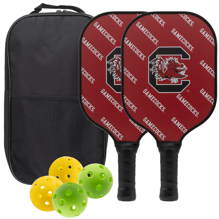 South Carolina Gamecocks pickleball paddle set with balls and carry case
