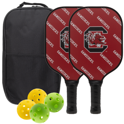 South Carolina Gamecocks pickleball paddle set with balls and carry case