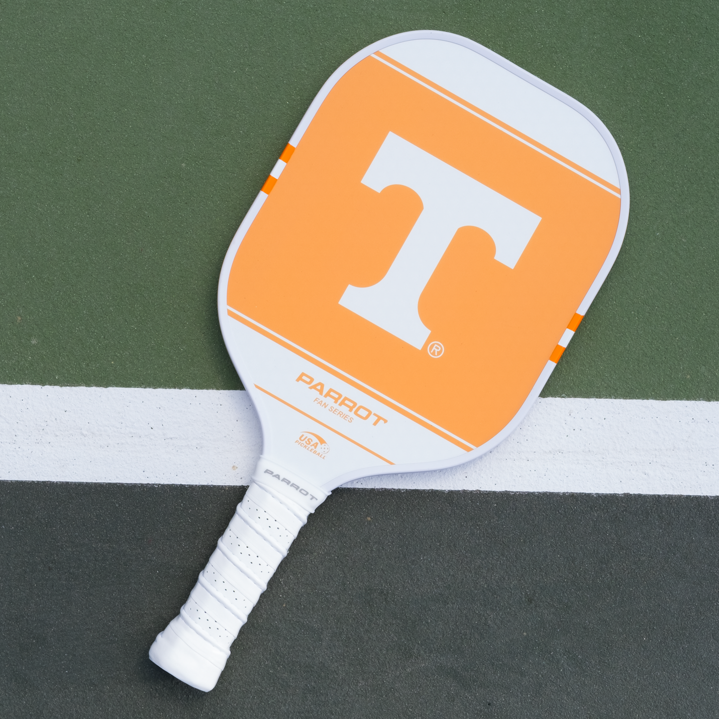 Tennessee Volunteers Sport Plus pickleball paddle back view on the court