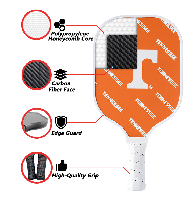 Tennessee Volunteers standard pickleball paddle additional view