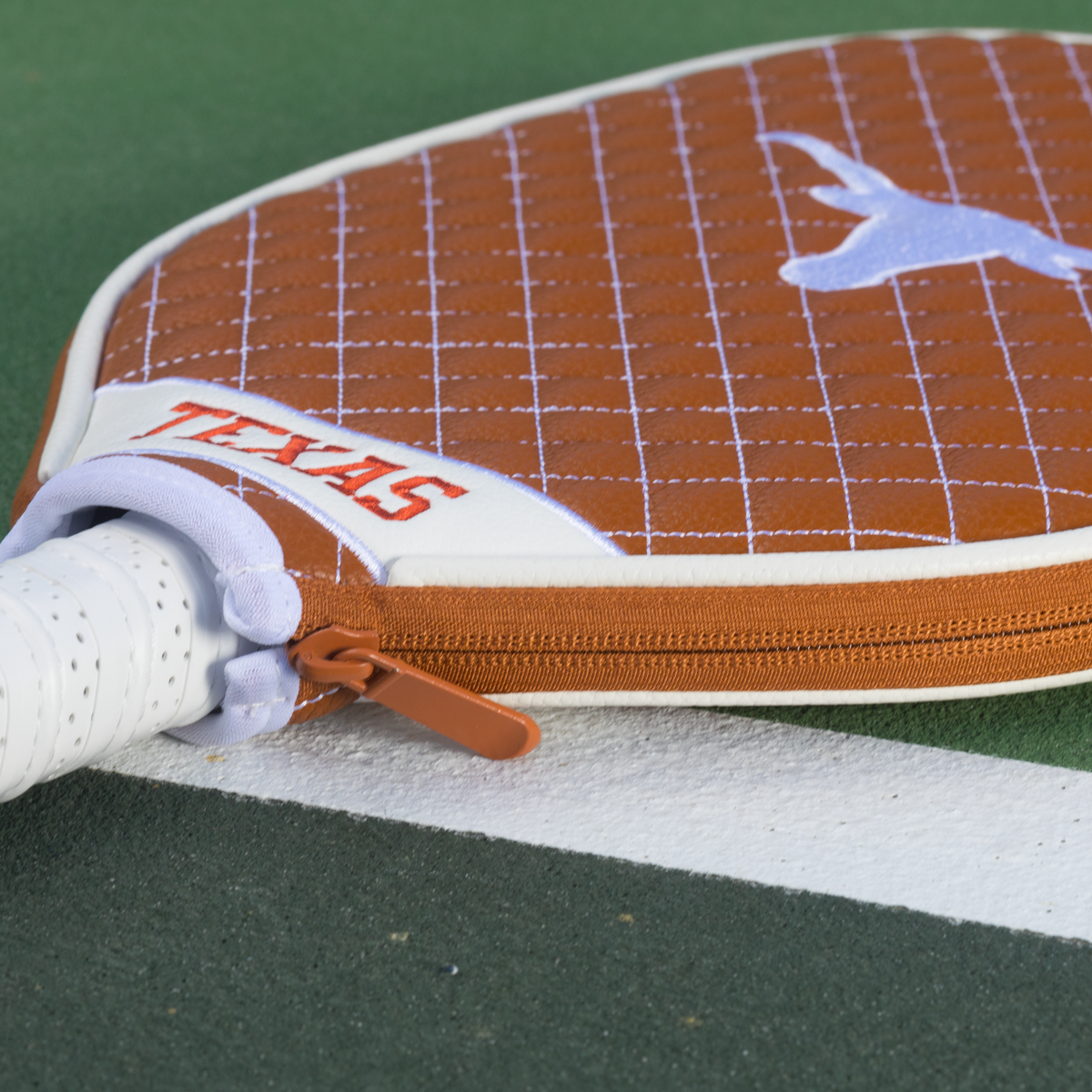Texas Longhorns quilted pickleball paddle cover team name