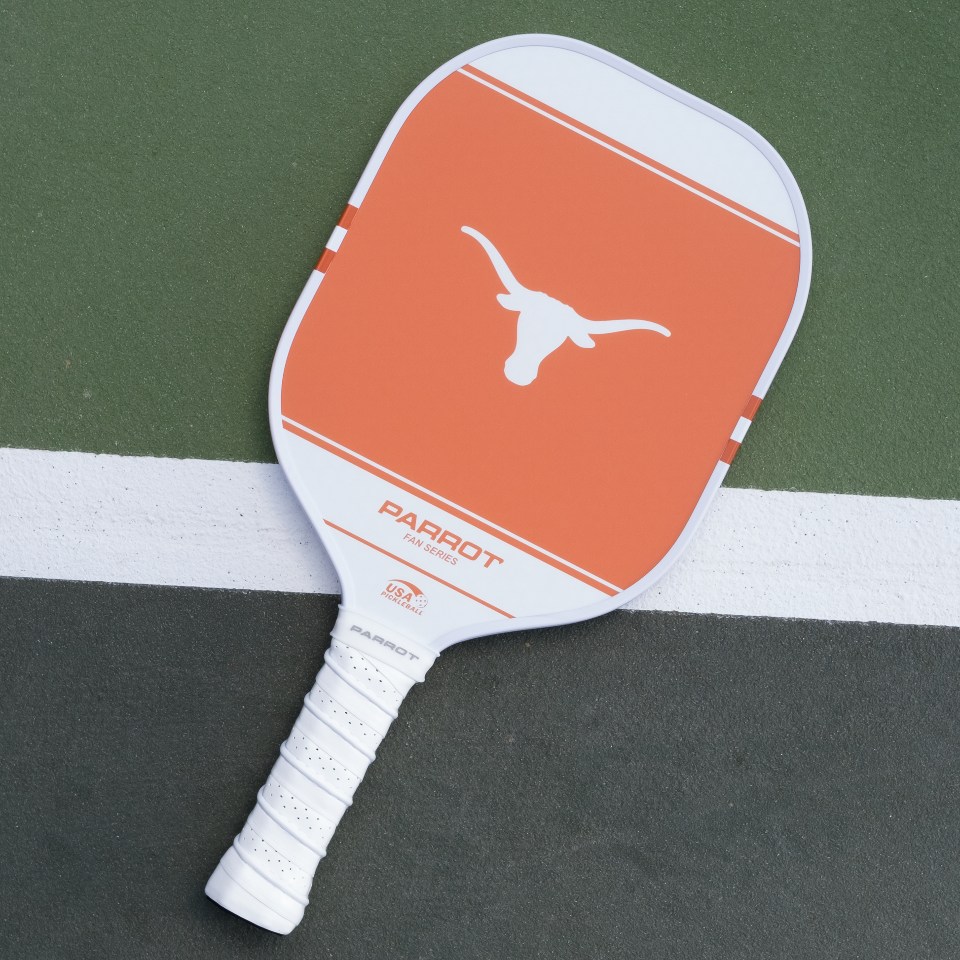 Texas Longhorns Sport Plus pickleball paddle back view on the court