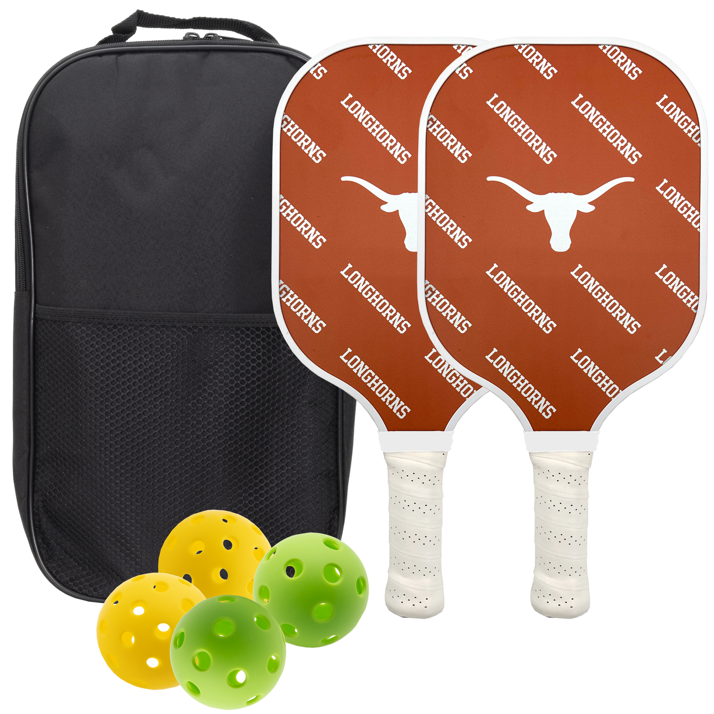 Texas Longhorns pickleball paddle set with balls and carry case