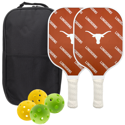 Texas Longhorns pickleball paddle set with balls and carry case