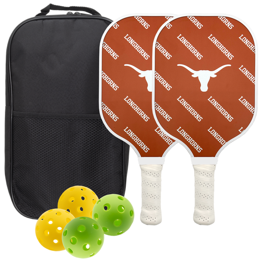 Texas Longhorns pickleball paddle set with balls and carry case