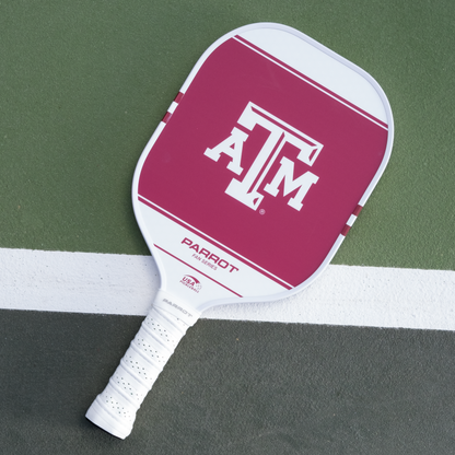 Texas A&M Aggies Sport Plus pickleball paddle back view on the court