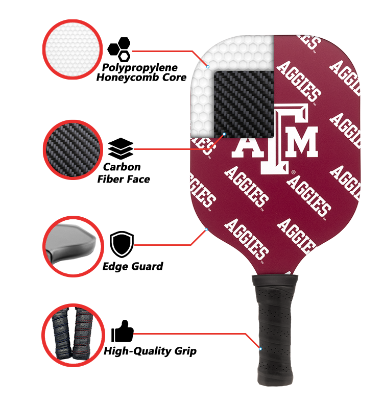 Texas A&M Aggies standard pickleball paddle additional view