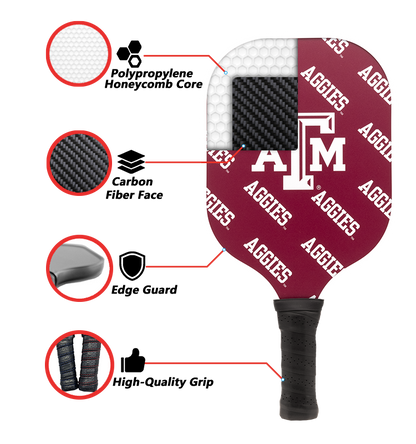 Texas A&M Aggies standard pickleball paddle additional view