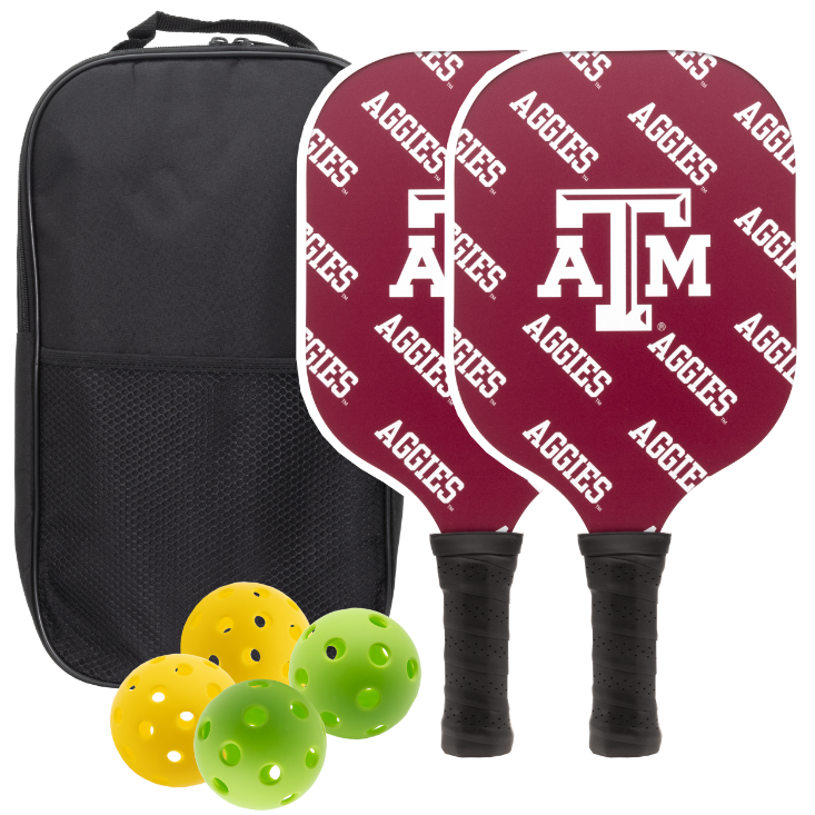 Texas A&M Aggies pickleball paddle set with balls and carry case