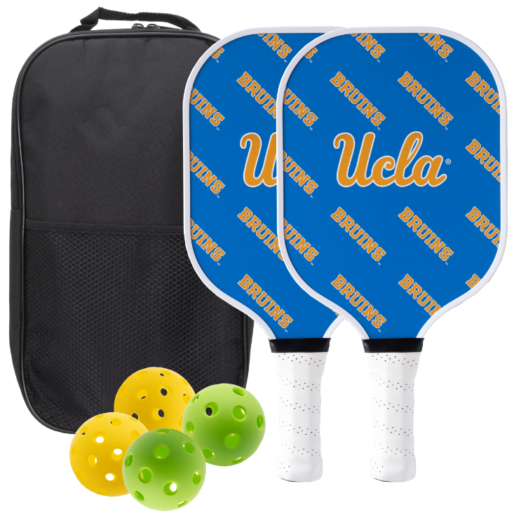 UCLA Bruins pickleball paddle set with balls and carry case