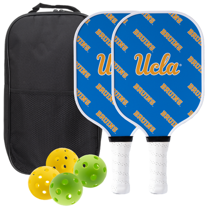 UCLA Bruins pickleball paddle set with balls and carry case