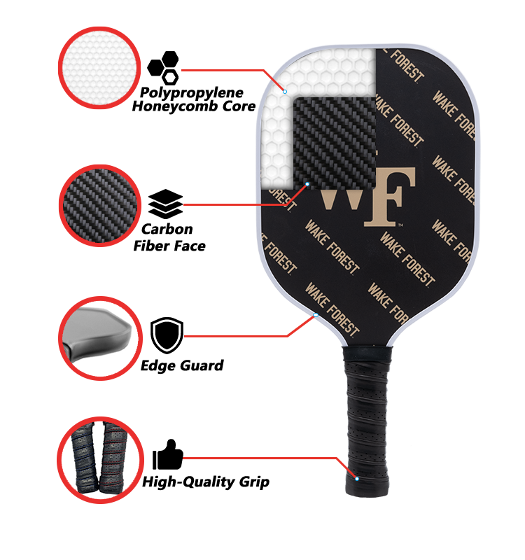 Wake Forest Demon Deacons standard pickleball paddle additional view