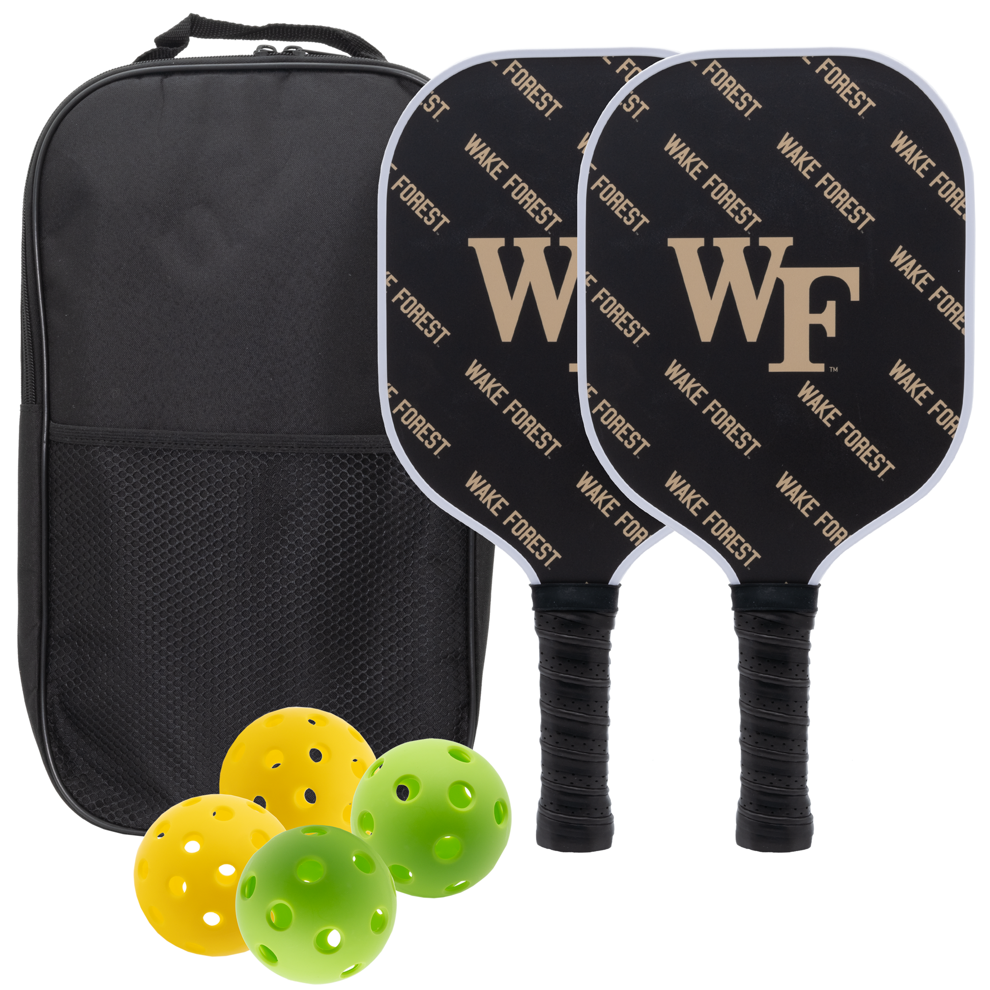 Wake Forest Demon Deacons pickleball paddle set with balls and carry case