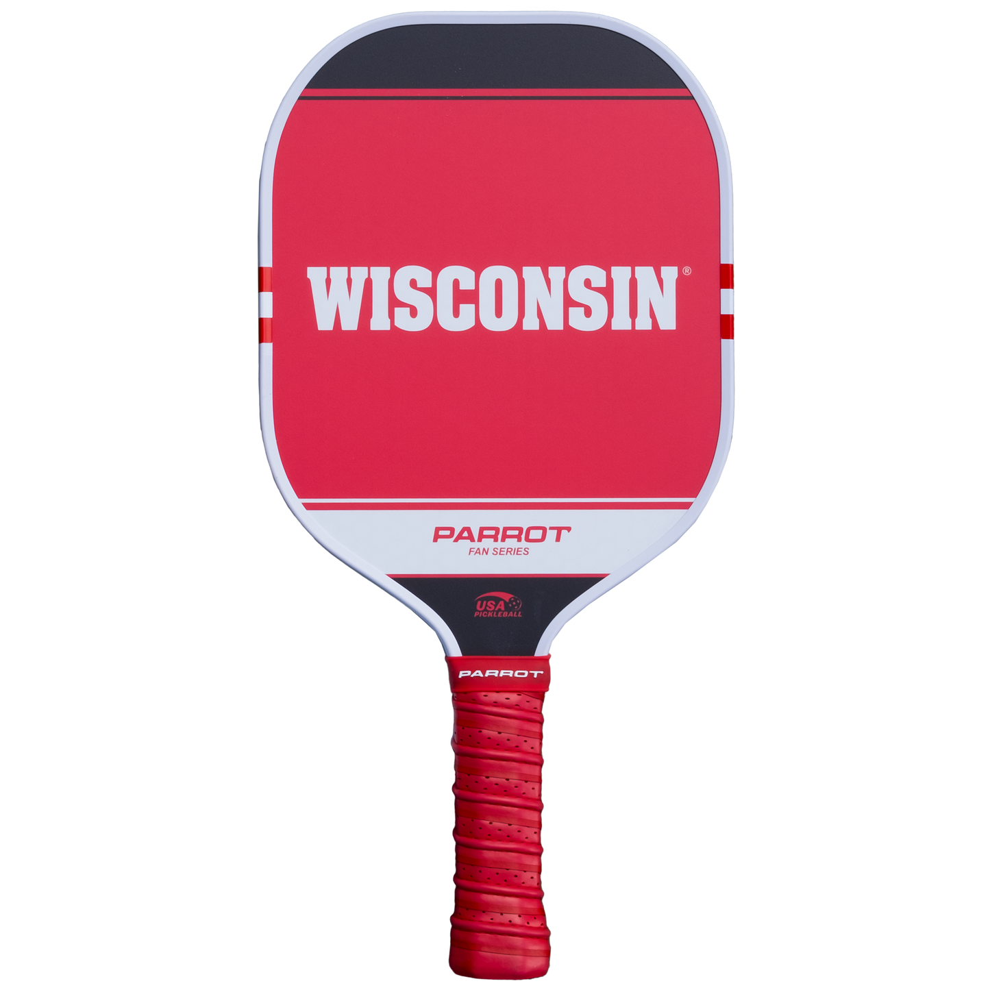Wisconsin Badgers Sport Plus pickleball paddle back view