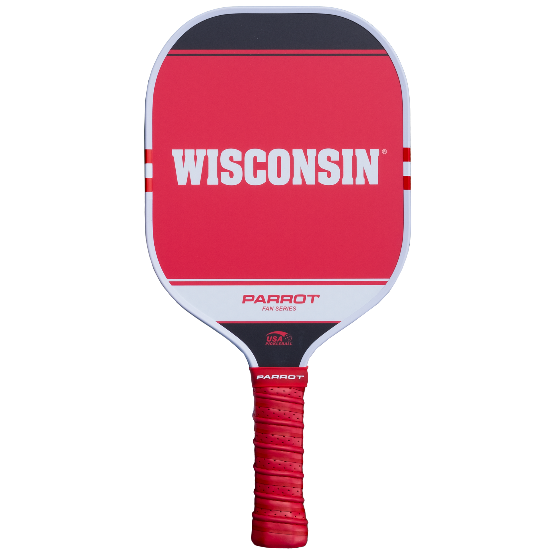 Wisconsin Badgers Sport Plus pickleball paddle back view