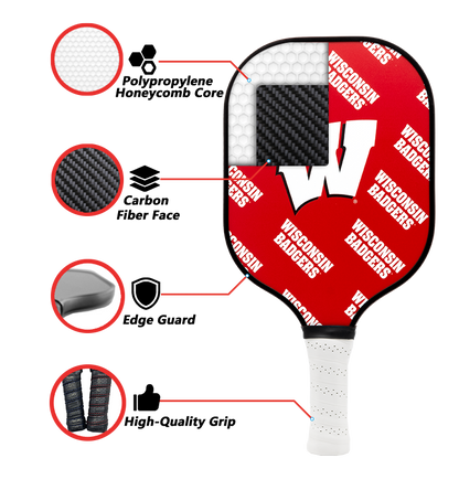 Wisconsin Badgers standard pickleball paddle additional view